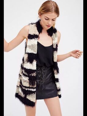Free People Picture Perfect Shaggy Striped Vest